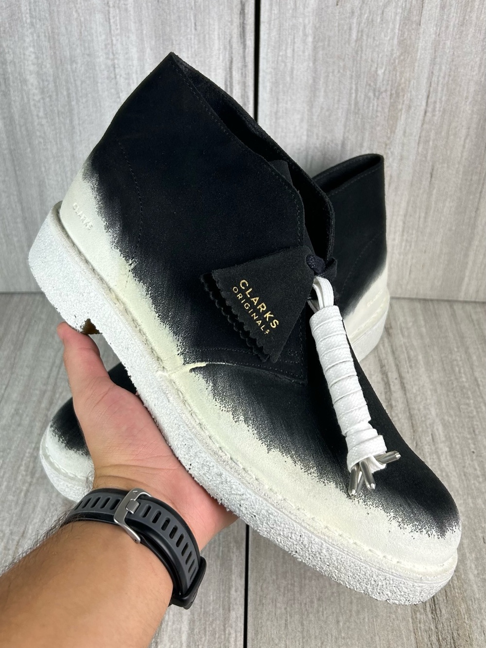Rare Clark’s Originals Desert Boot Chukka Paint Pack White Black Men’s Size 10